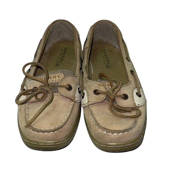 Sperry Angelfish Tan Slip On Boat Shoes Size 4 Women's - Picture 3 of 8